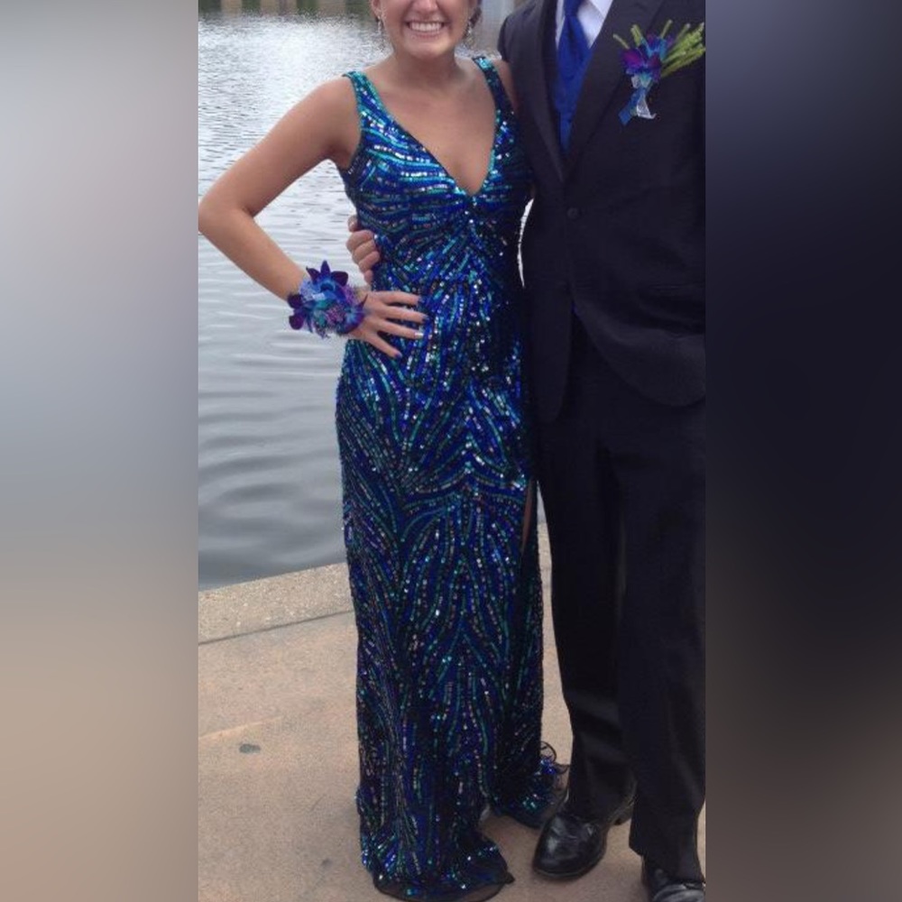 Gorgeous Sequins Blue Prom Dress